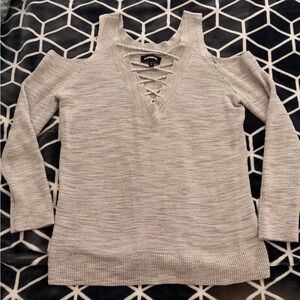 Love Tree Light Gray Off-the-Shoulder Sweater